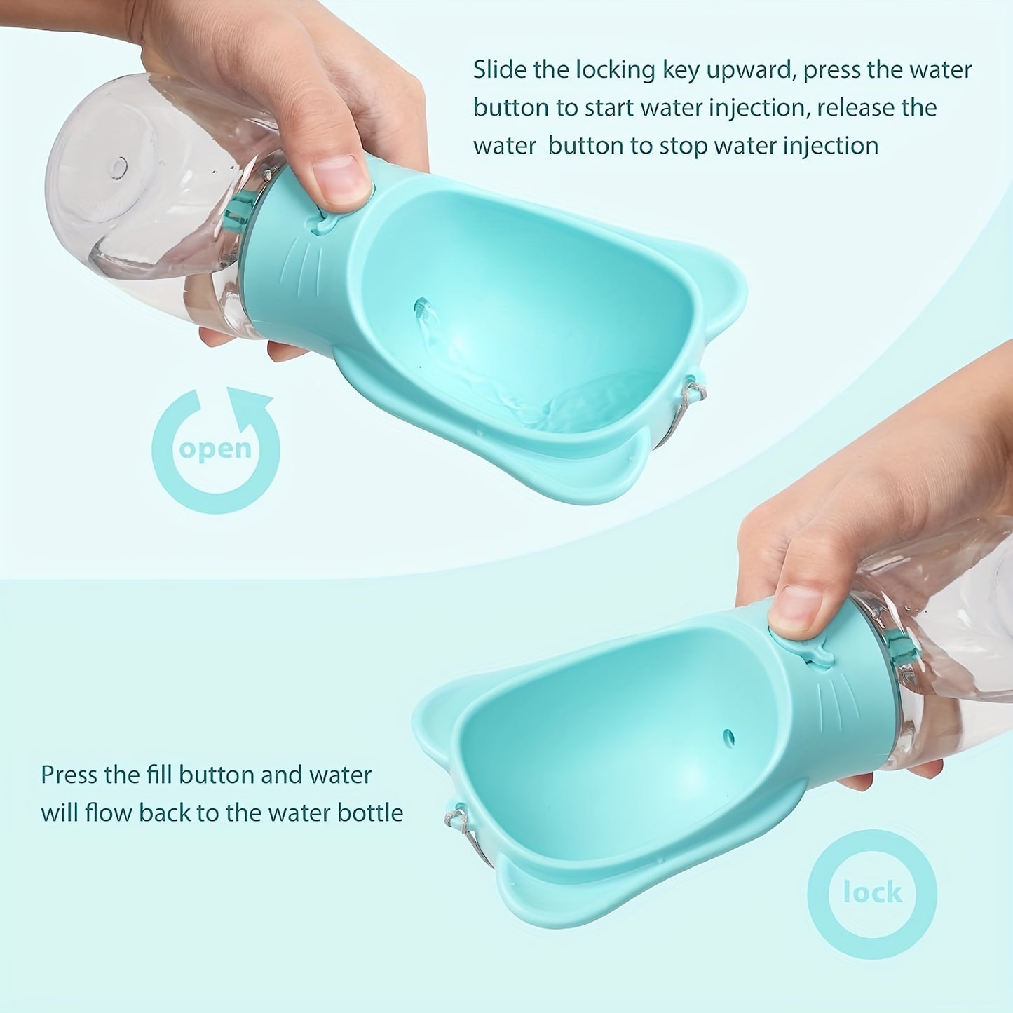 Leak-Proof Dog Water Bottle with Detachable Food Container