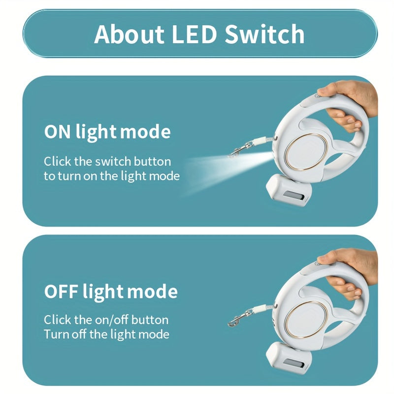 10ft Retractable Dog Leash with LED Night Light