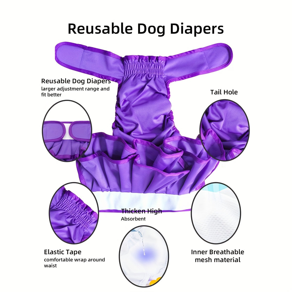 3pcs Reusable Dog Diapers