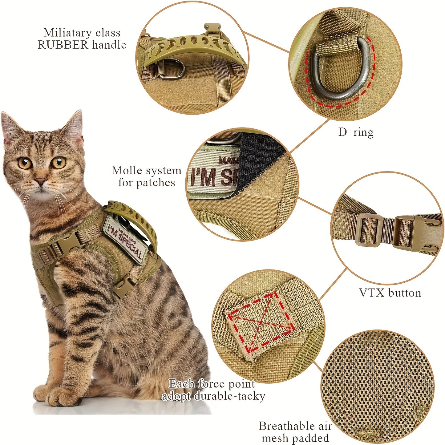 Tactical Cat Harness For Walking