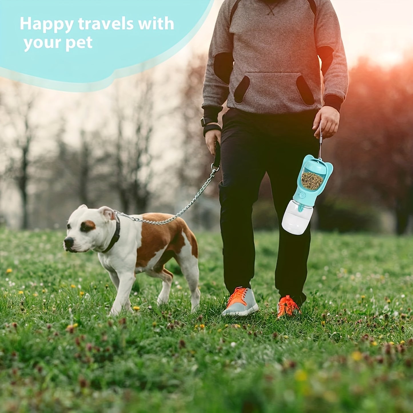 Leak-Proof Dog Water Bottle with Detachable Food Container