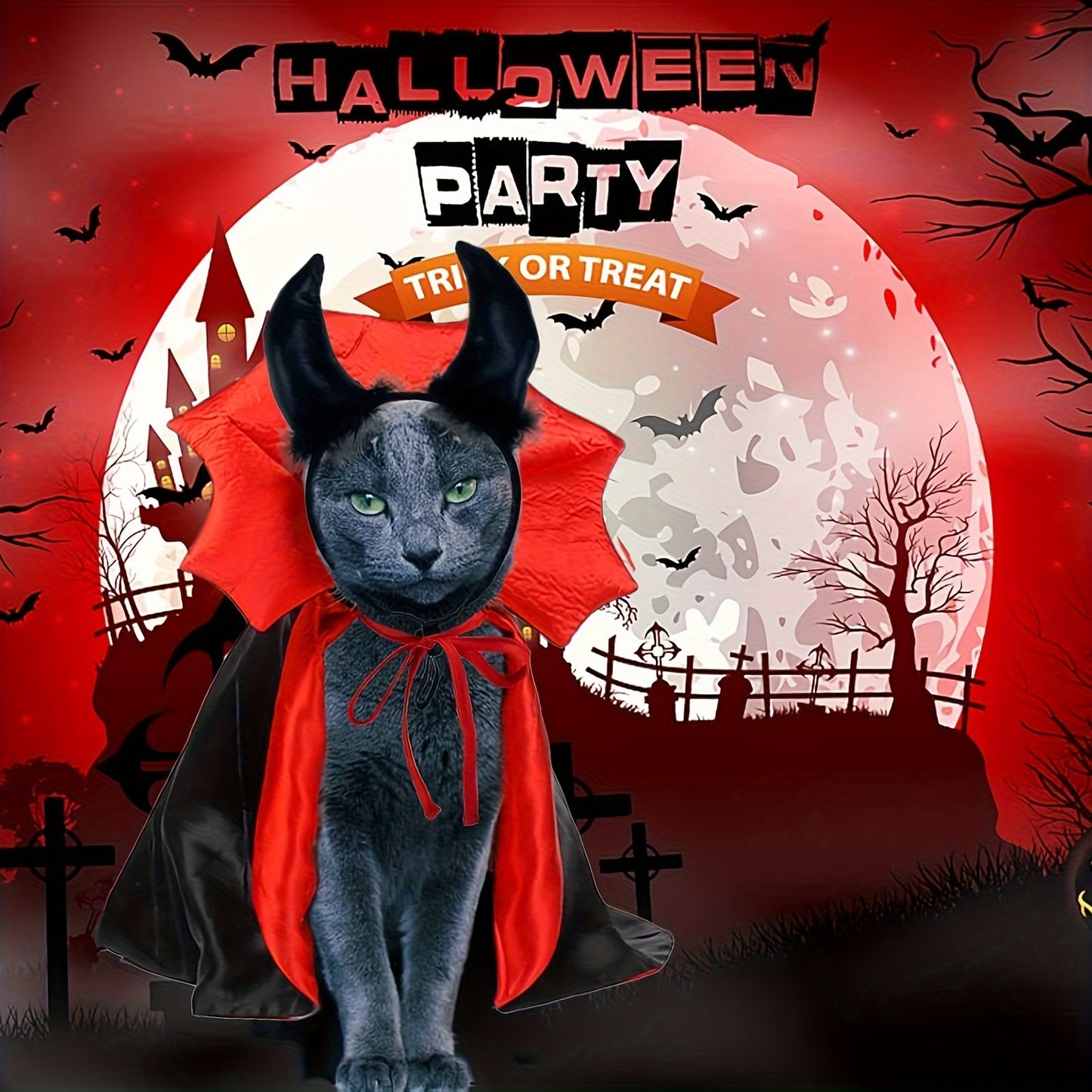 Two-piece/set, black pet cat Halloween costume