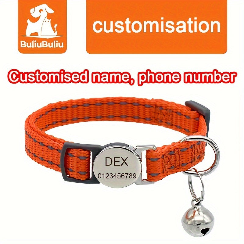 7pcs Reflective Breakaway Cat Collars with Bells