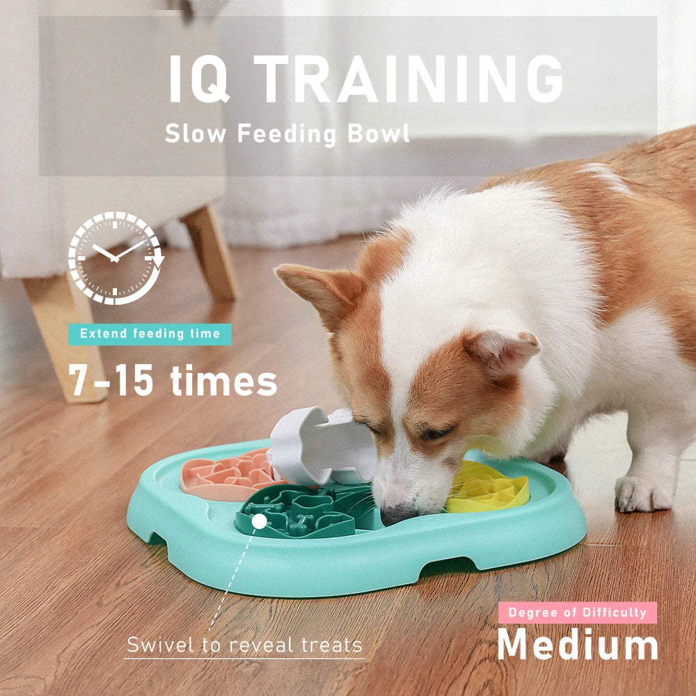 Dog- Cat IQ Training Pet Slow Eating Feeder Nonslip Bowl