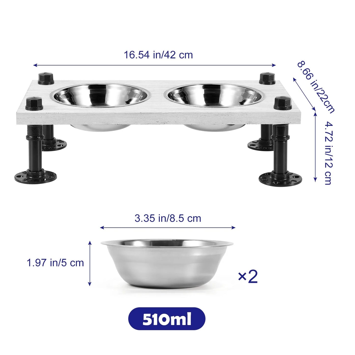 Elevated with 2 Stainless Steel Dog Bowls
