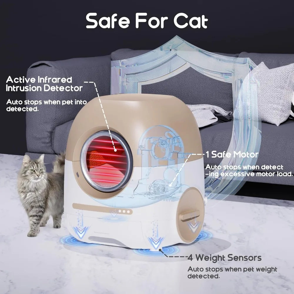 Automatic Cat Litter Box Self Cleaning for Multiple Cats
