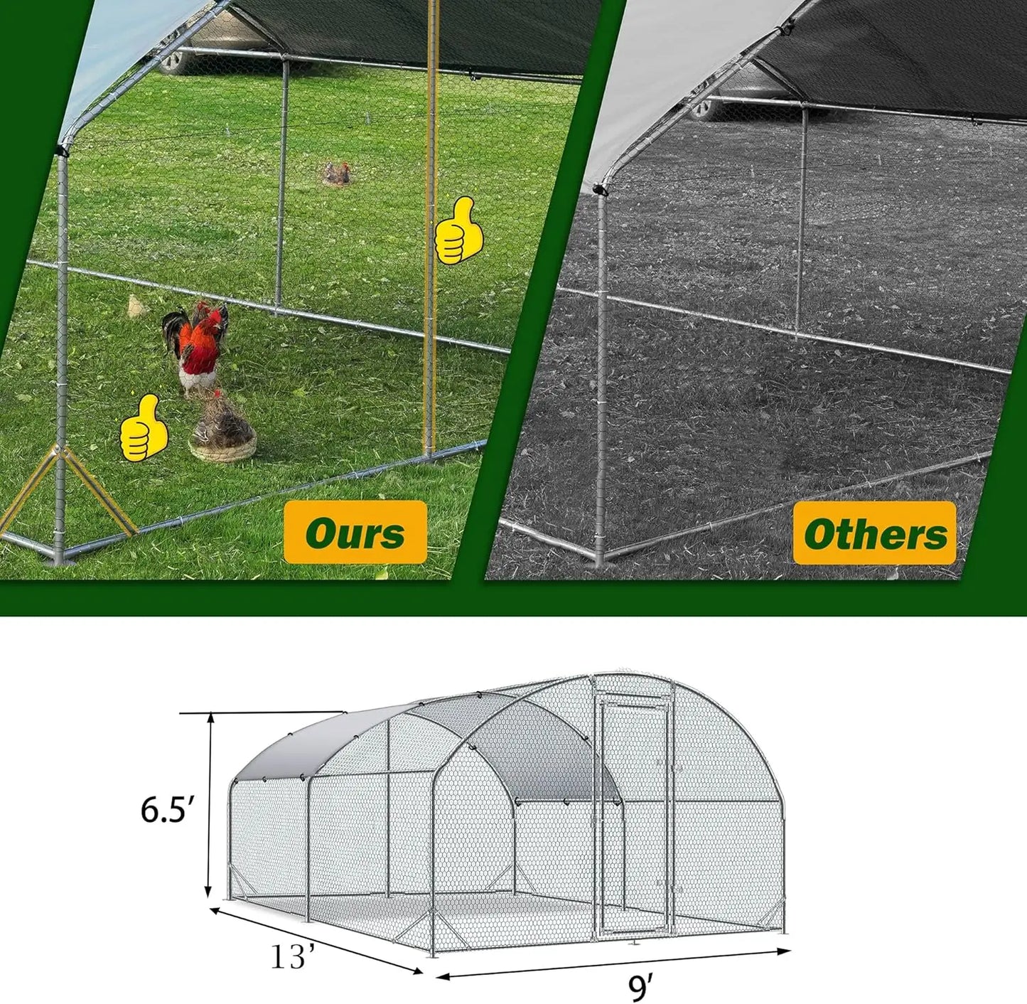 Large Metal Chicken Coop Anti-UV Cover