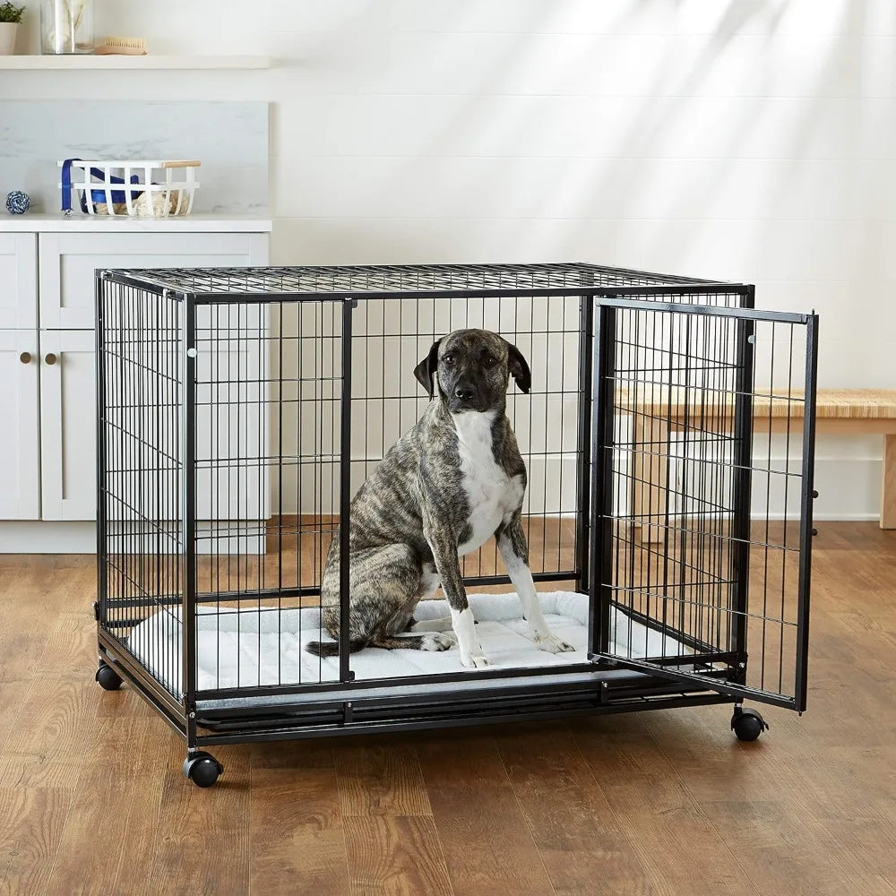 Heavy Duty Stackable Pet Kennel on Wheels With Tray