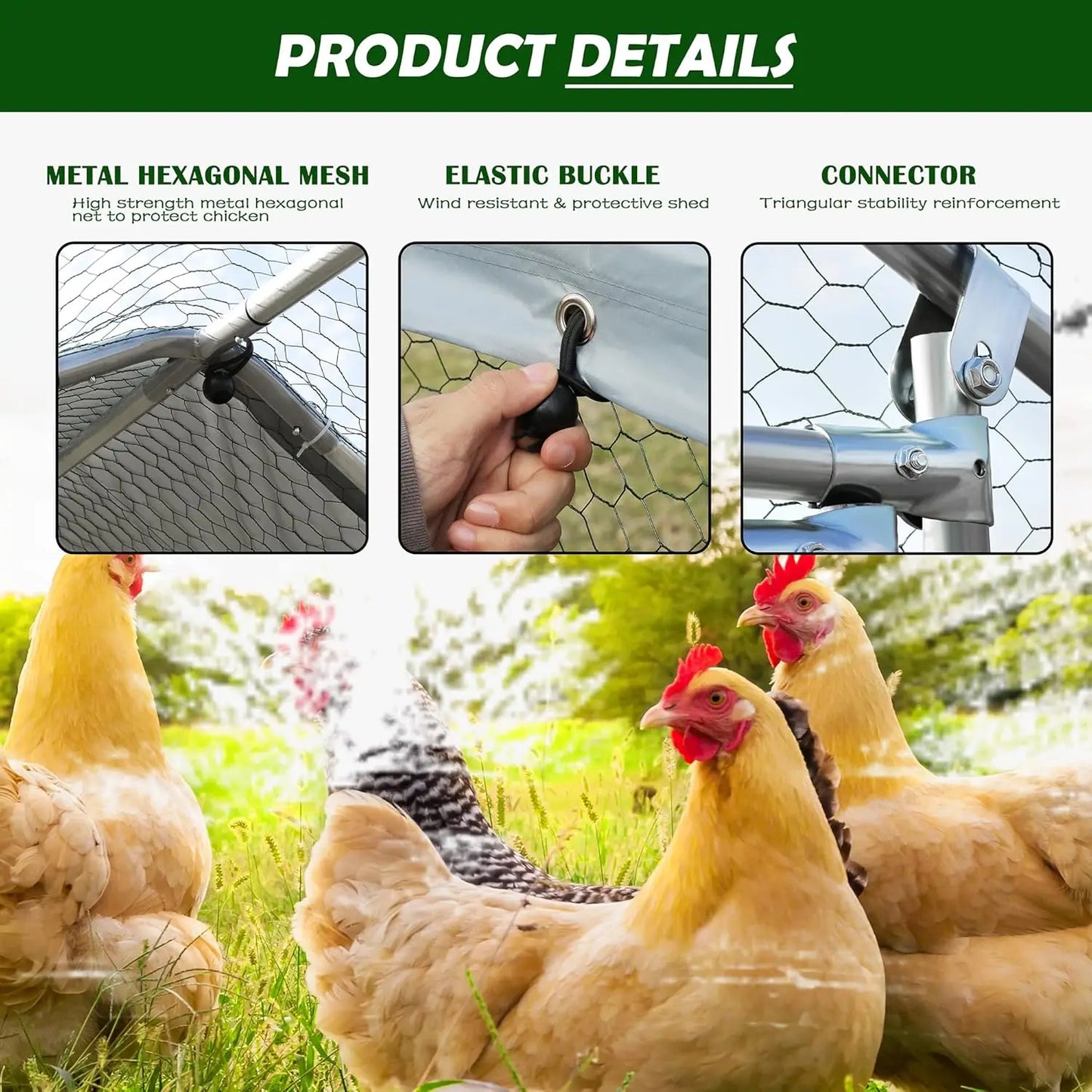 Large Metal Chicken Coop Anti-UV Cover