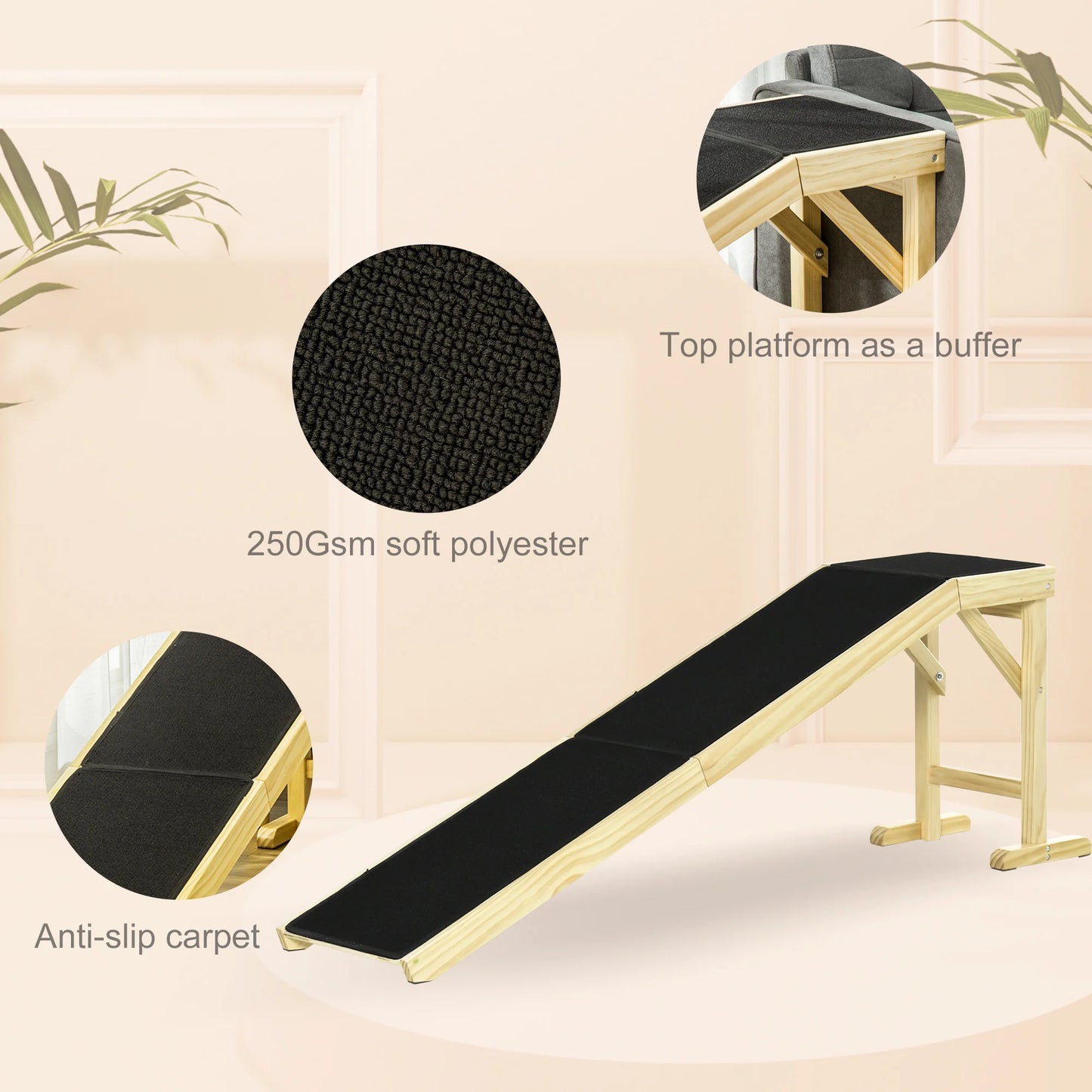 Dog Ramp for Dogs with Non-Slip Carpet and Top Platform
