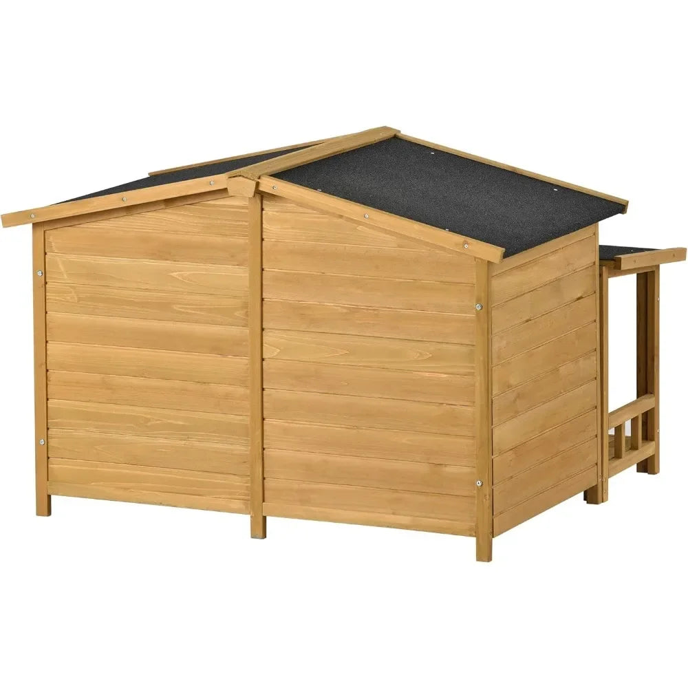 47" Outdoor Wooden Dog House with Porch, Asphalt Roof,