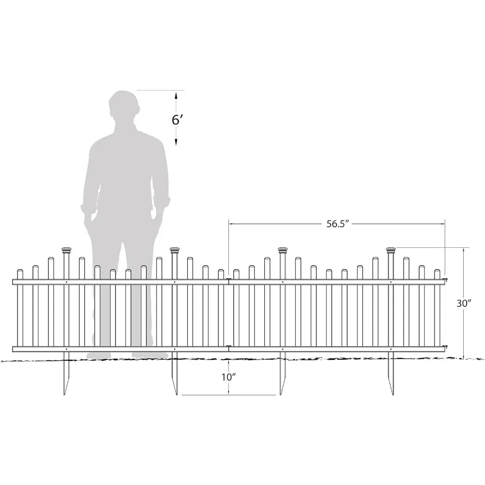 Vinyl Picket Fence, White, 30" x 56.5", 2 Panels (Pack of 1)