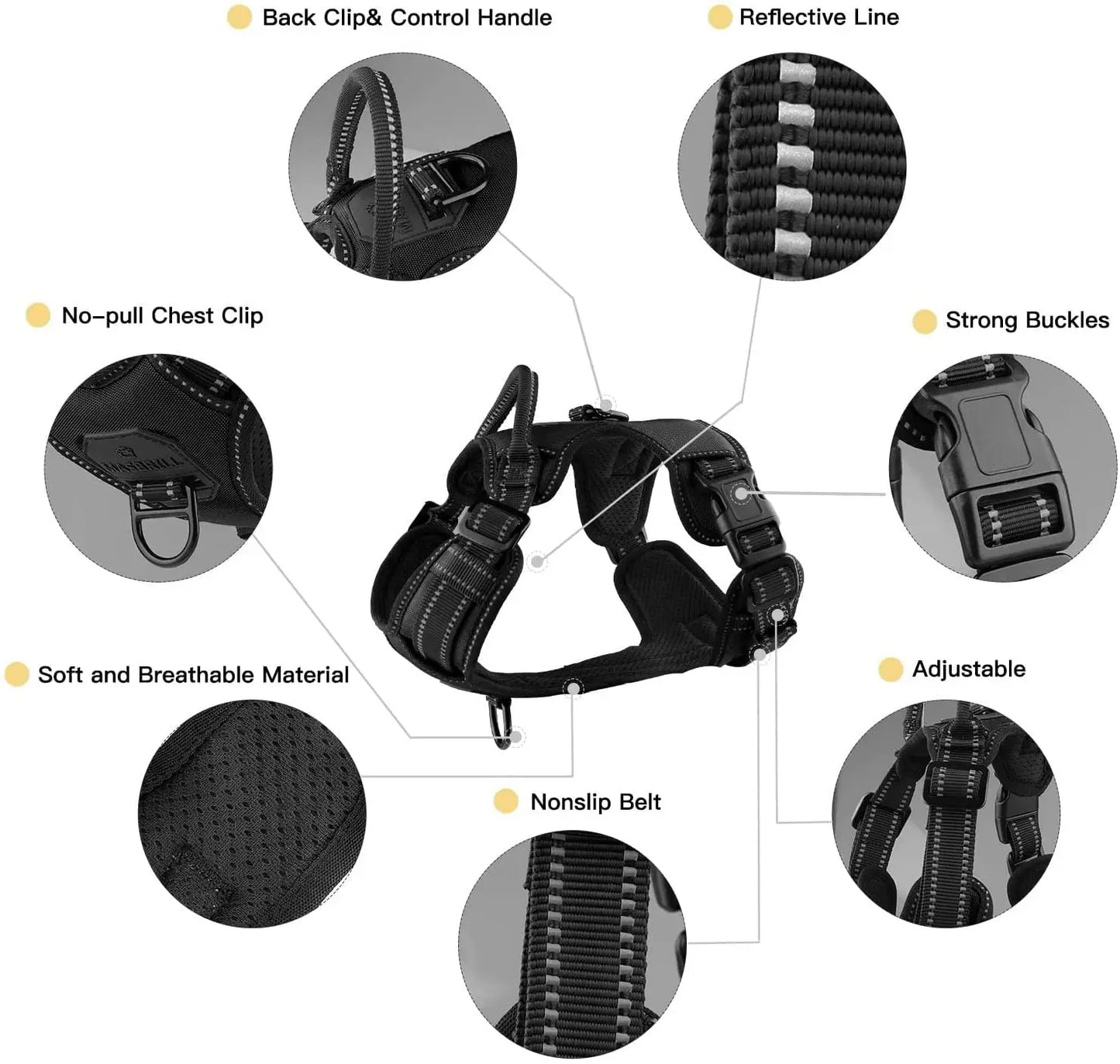No Pull Breathable Reflective Pet Harness Vest