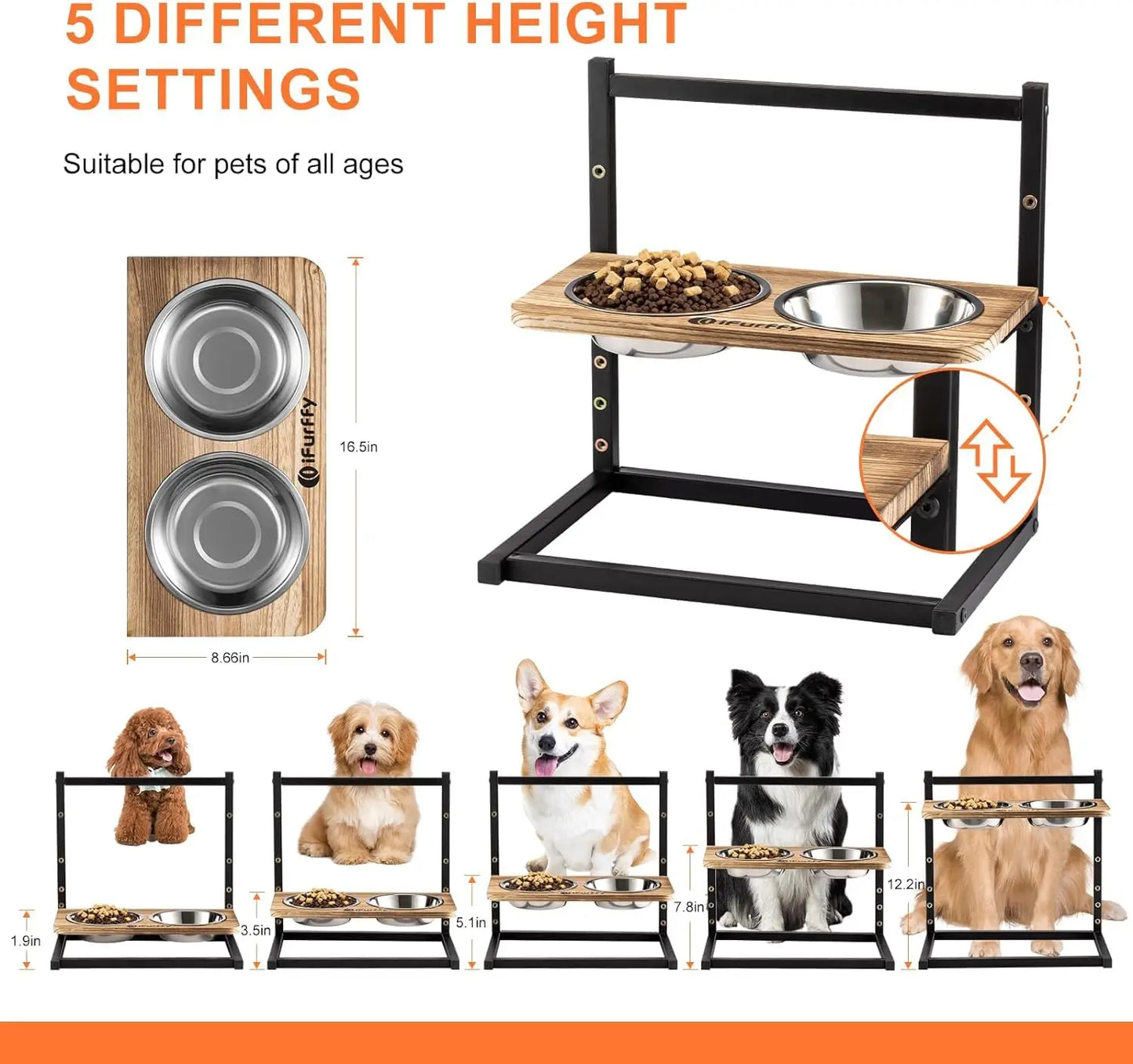 Dog Bowl Adjustable Height Stand