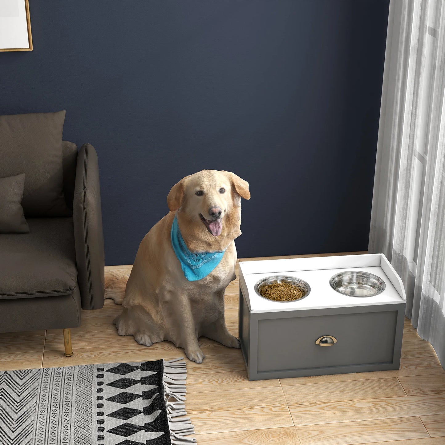 Large Elevated Dog Bowls with Storage