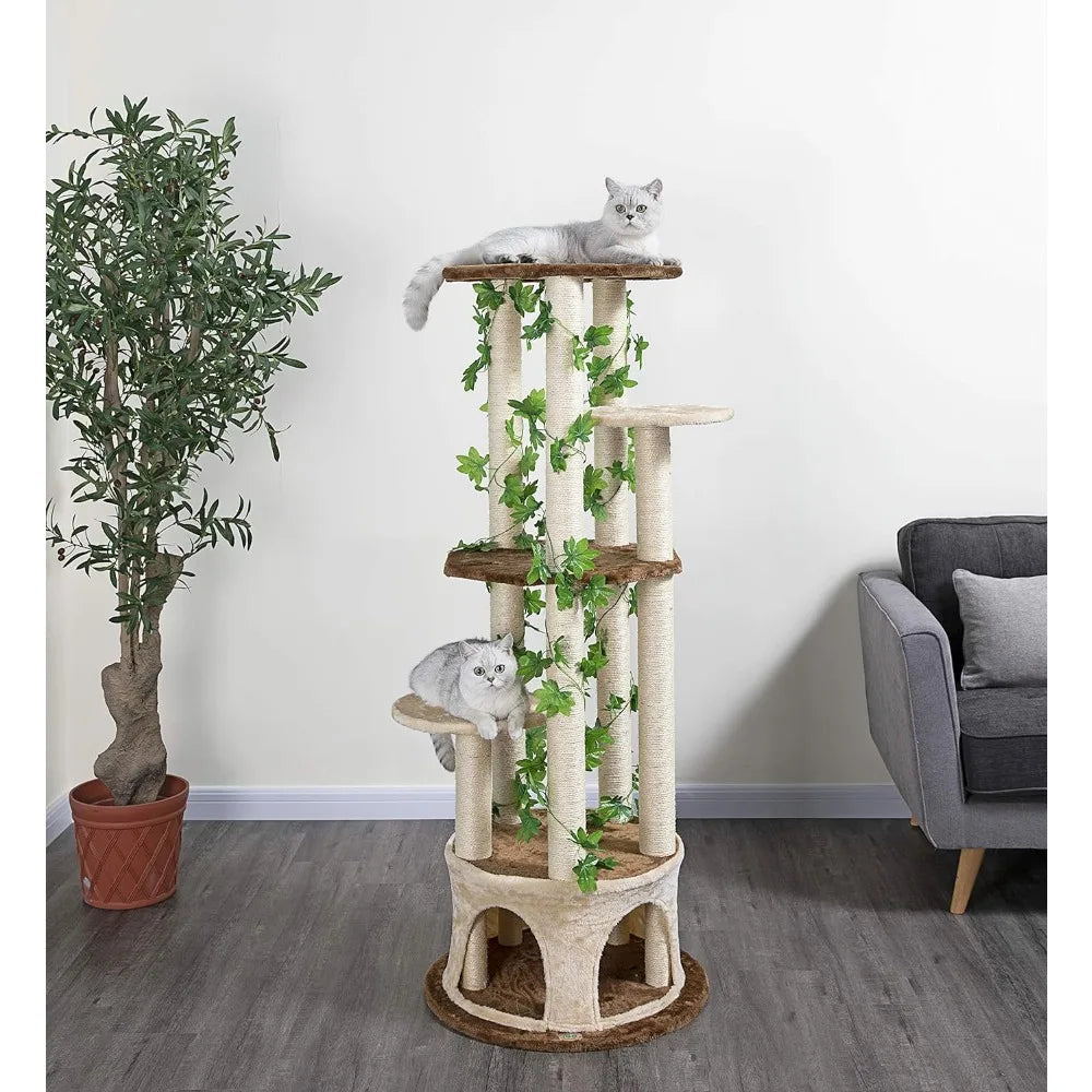 61" Round Base Jungle Forest Cat Tree