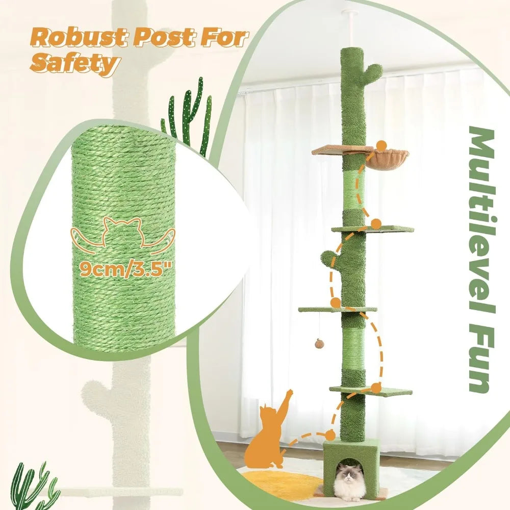 Floor to Ceiling Cat Tree Adjustable Height for 7-9 Feet Ceiling