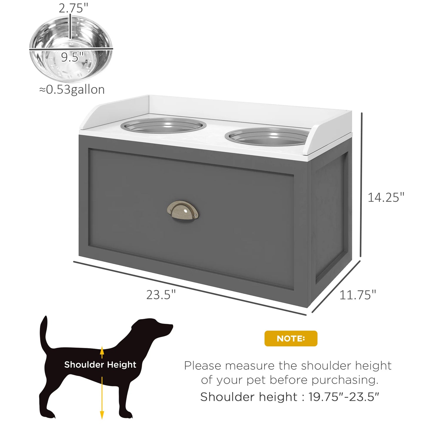 Large Elevated Dog Bowls with Storage