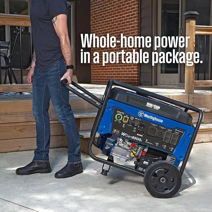 12500 Peak Watt Home Portable Generator, Remote Electric Start with Auto Choke