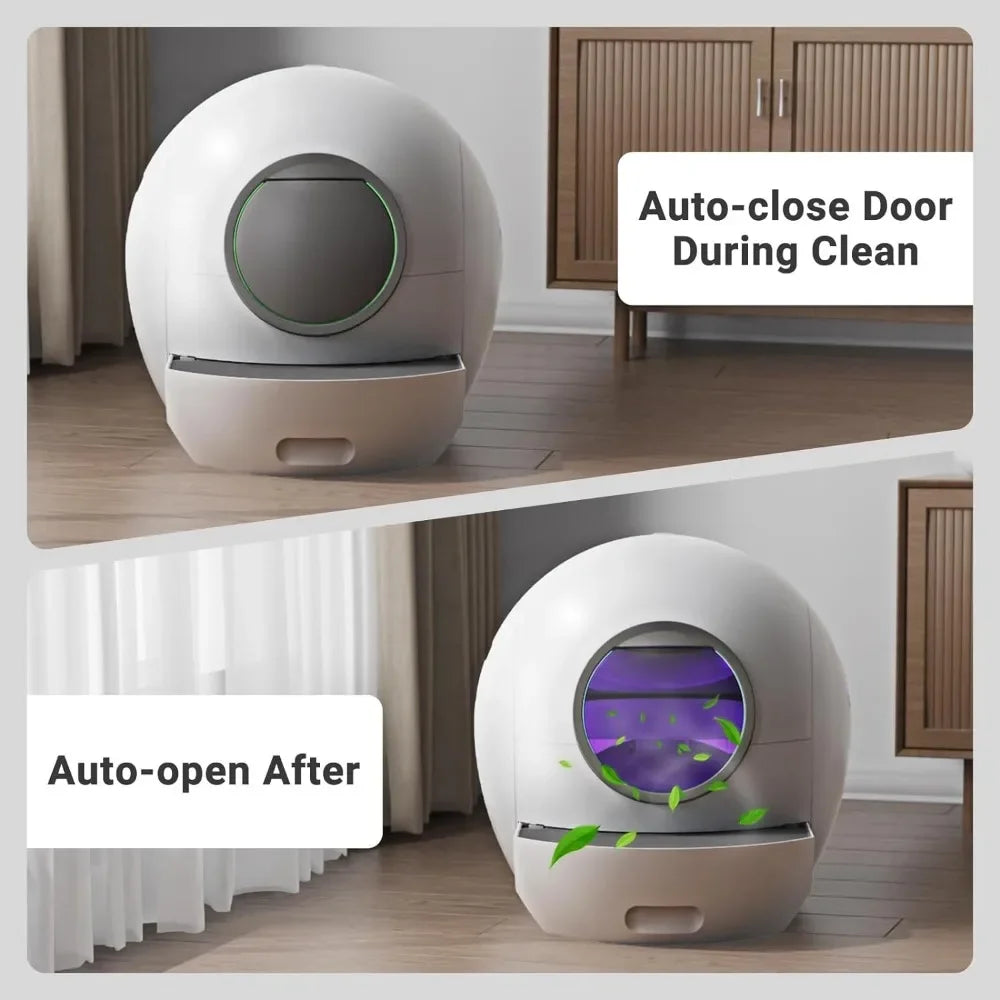 60L Scoop Free Automatic Cat Litter Box Extra Large Litter Box for Multiple Cats