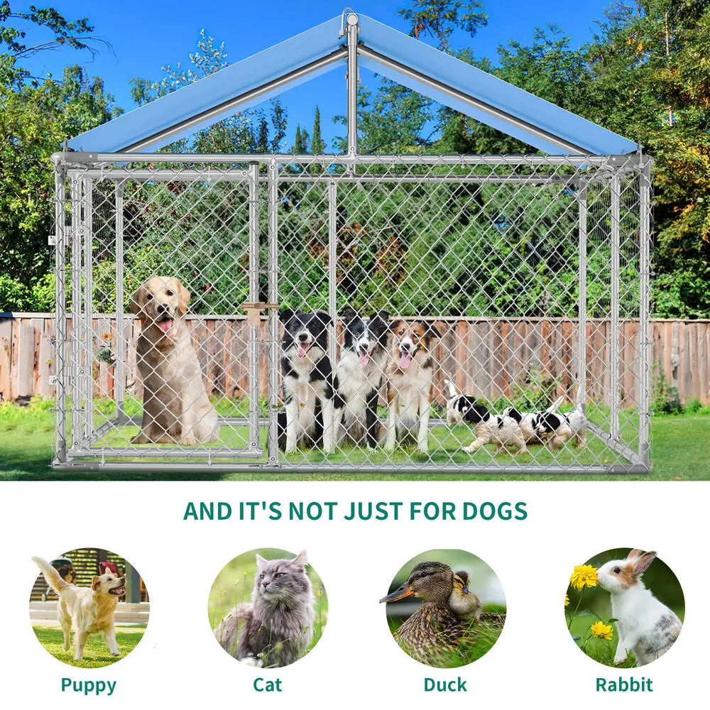 Outdoor Dog Kennel w/ Metal Dog Gate