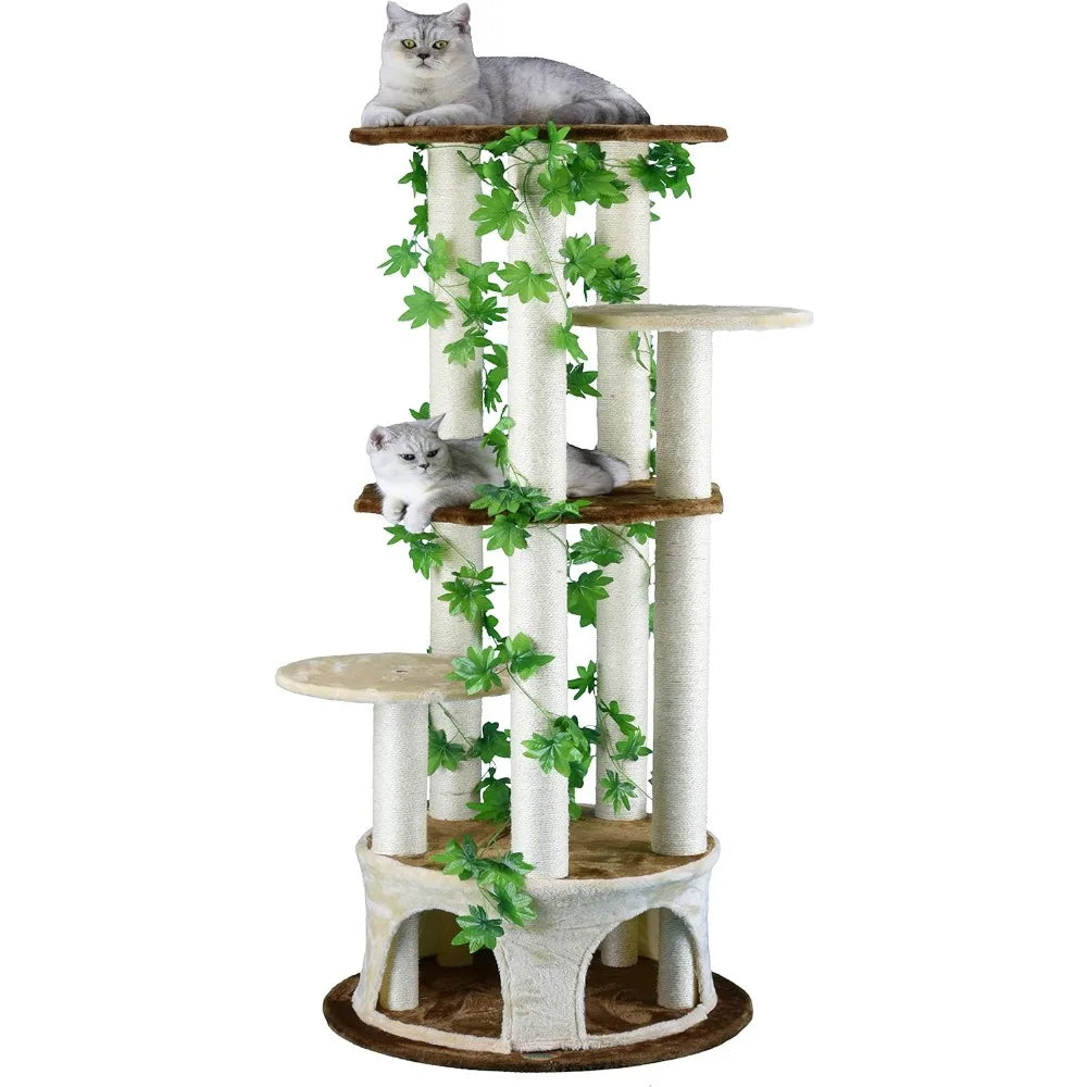 61" Round Base Jungle Forest Cat Tree