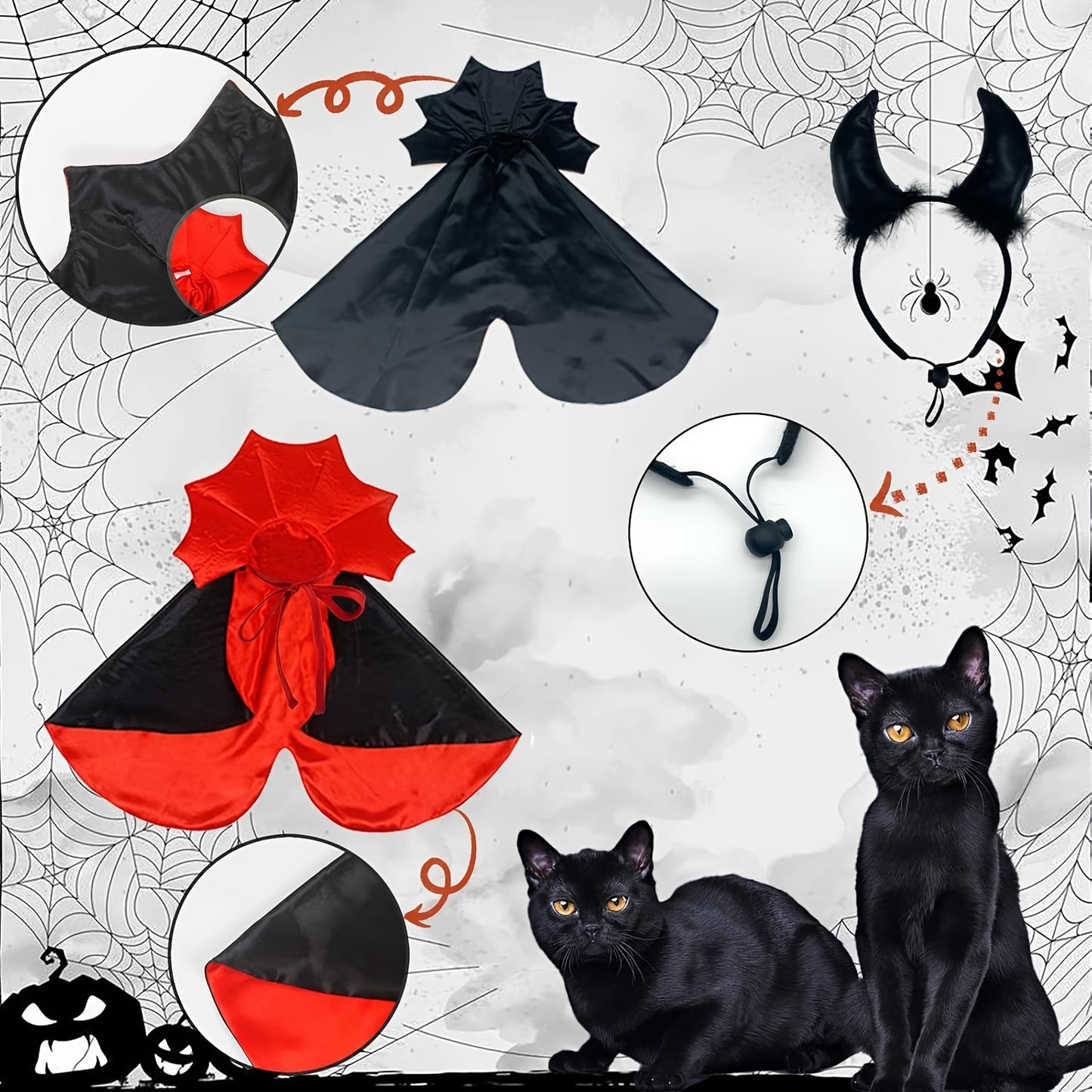 Two-piece/set, black pet cat Halloween costume