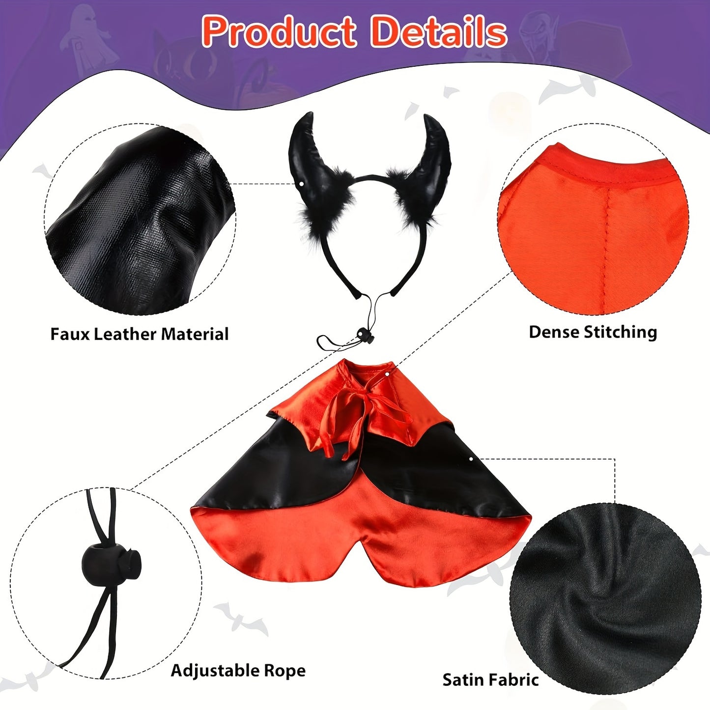 Two-piece/set, black pet cat Halloween costume
