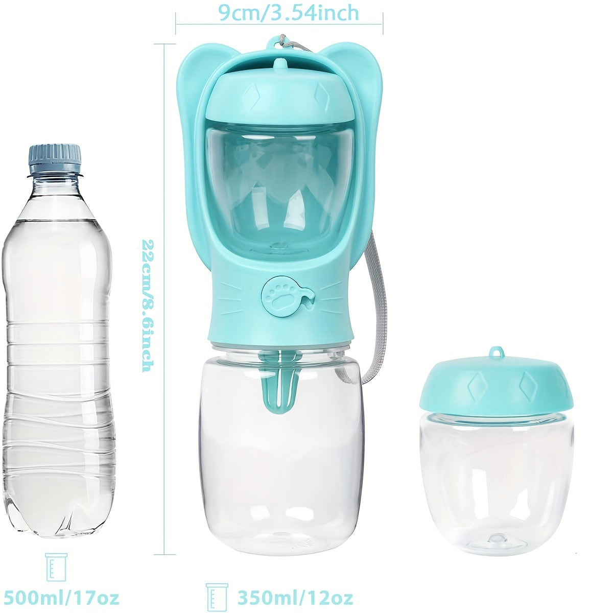 Leak-Proof Dog Water Bottle with Detachable Food Container