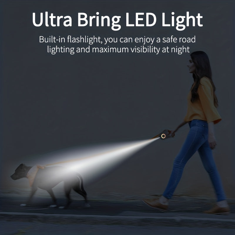 16FT Automatic Retractable Dog Leash With LED Flash Light
