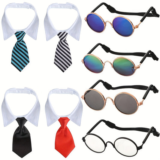 Neck Tie And Dog Sunglasses