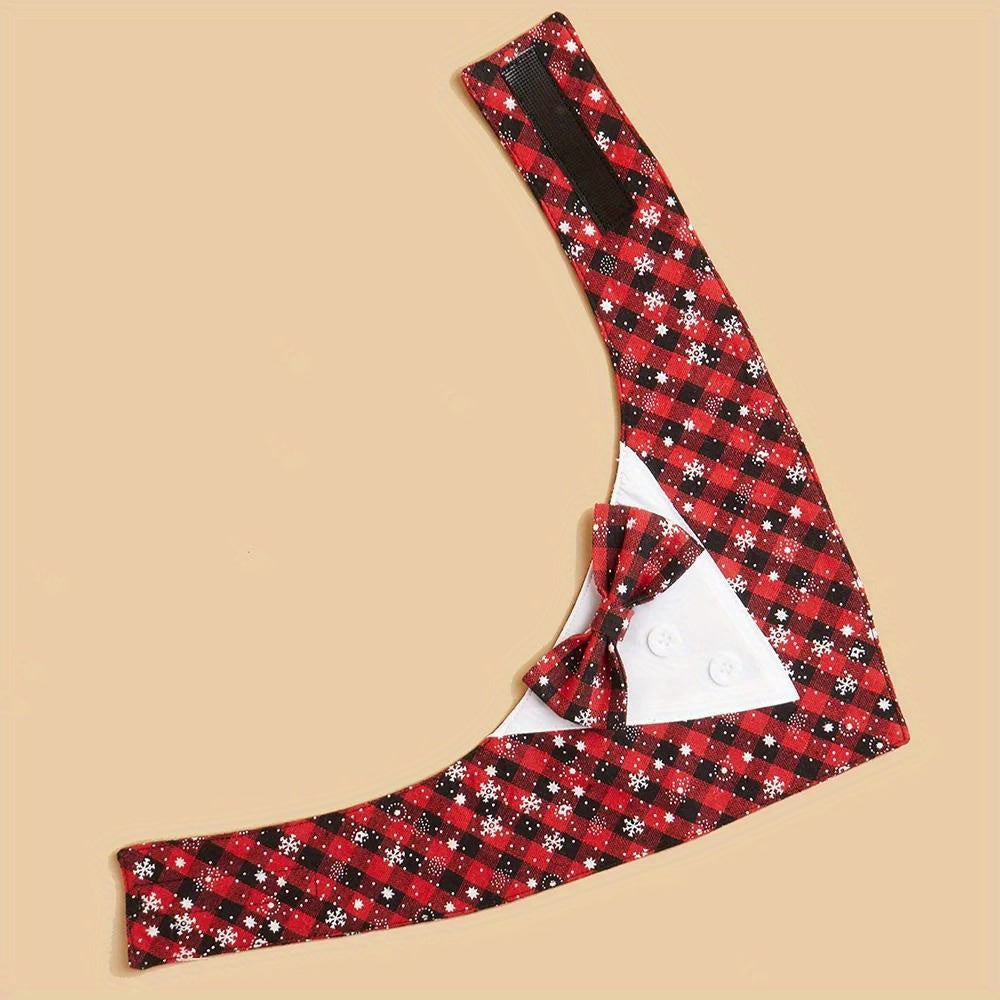 Plaid Dog Tuxedo Bandana Scarves With Bow Tie