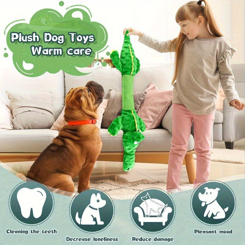 Squeaky Crocodile Plush Dog Chew