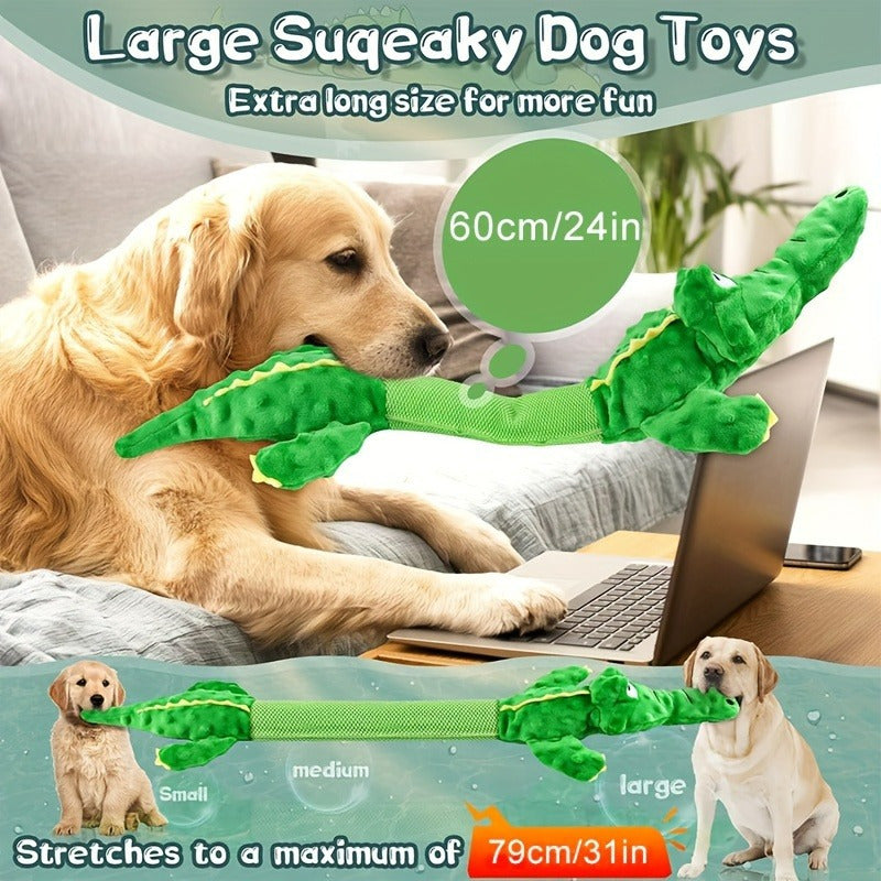 Squeaky Crocodile Plush Dog Chew