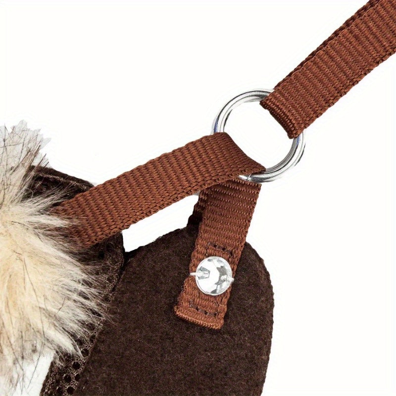 Adjustable Dog Harness-Leash W/ Removable Fur Collar