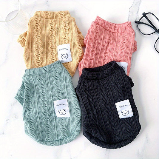 4pcs Cozy Knit PET Sweaters for Dogs & Cats