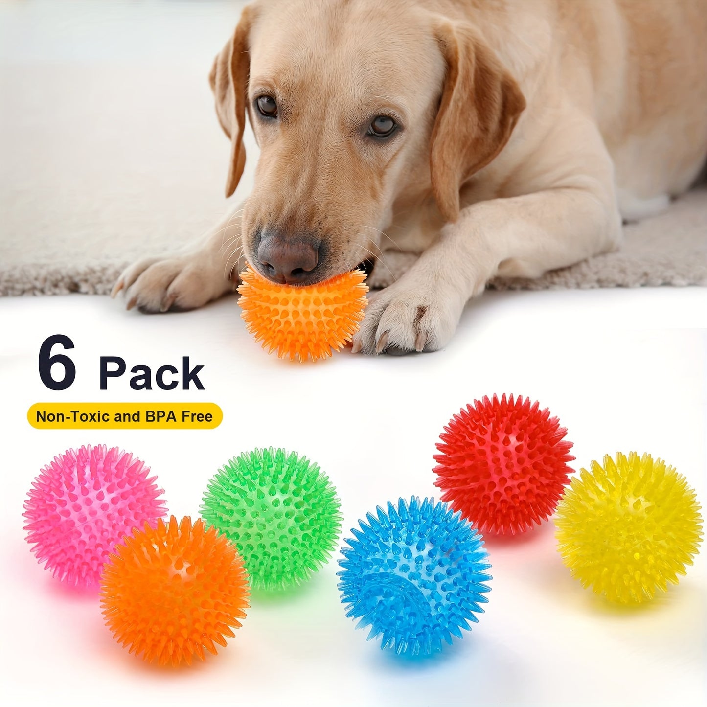 3.5'' Squeaky Dog Toy Balls (6 Colors)