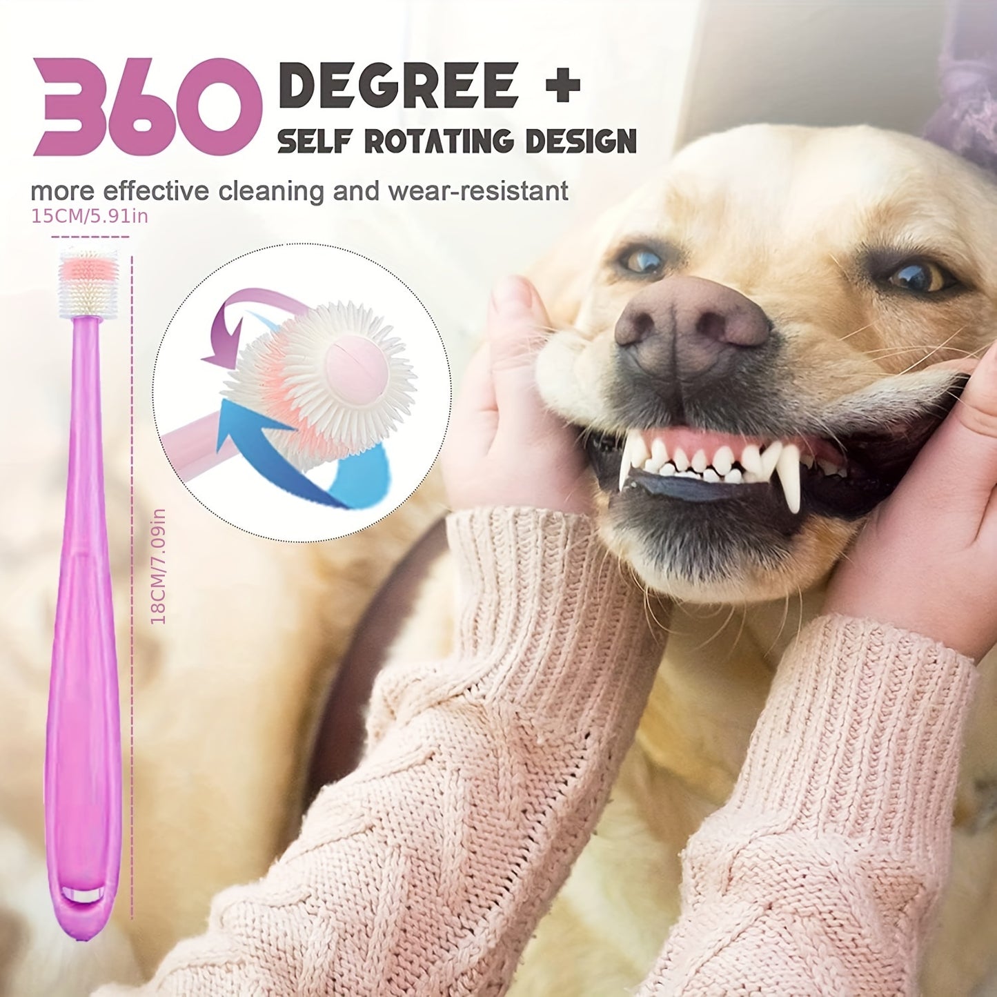 Dog Toothbrush Set, 360-Degree Toothbrush