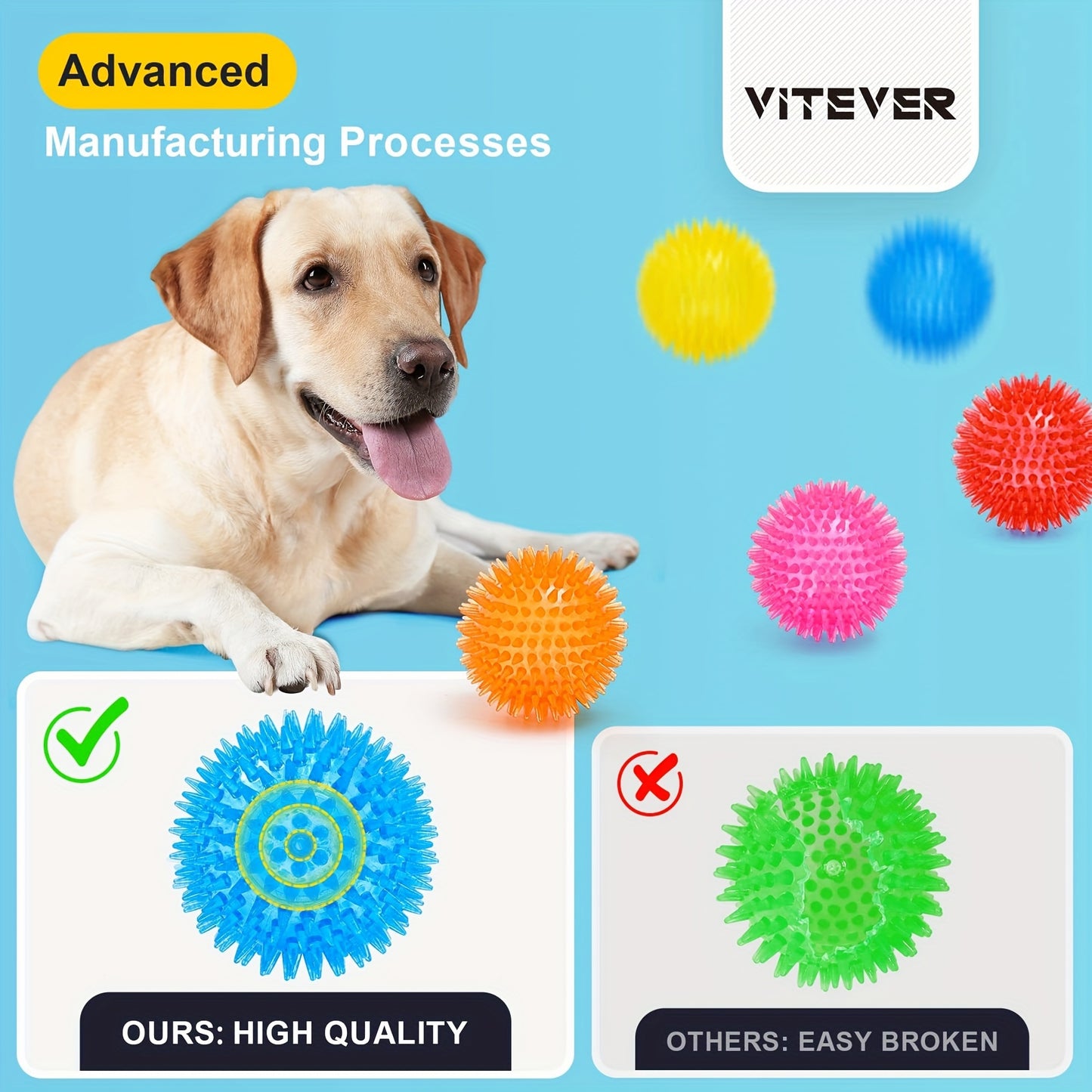 3.5'' Squeaky Dog Toy Balls (6 Colors)