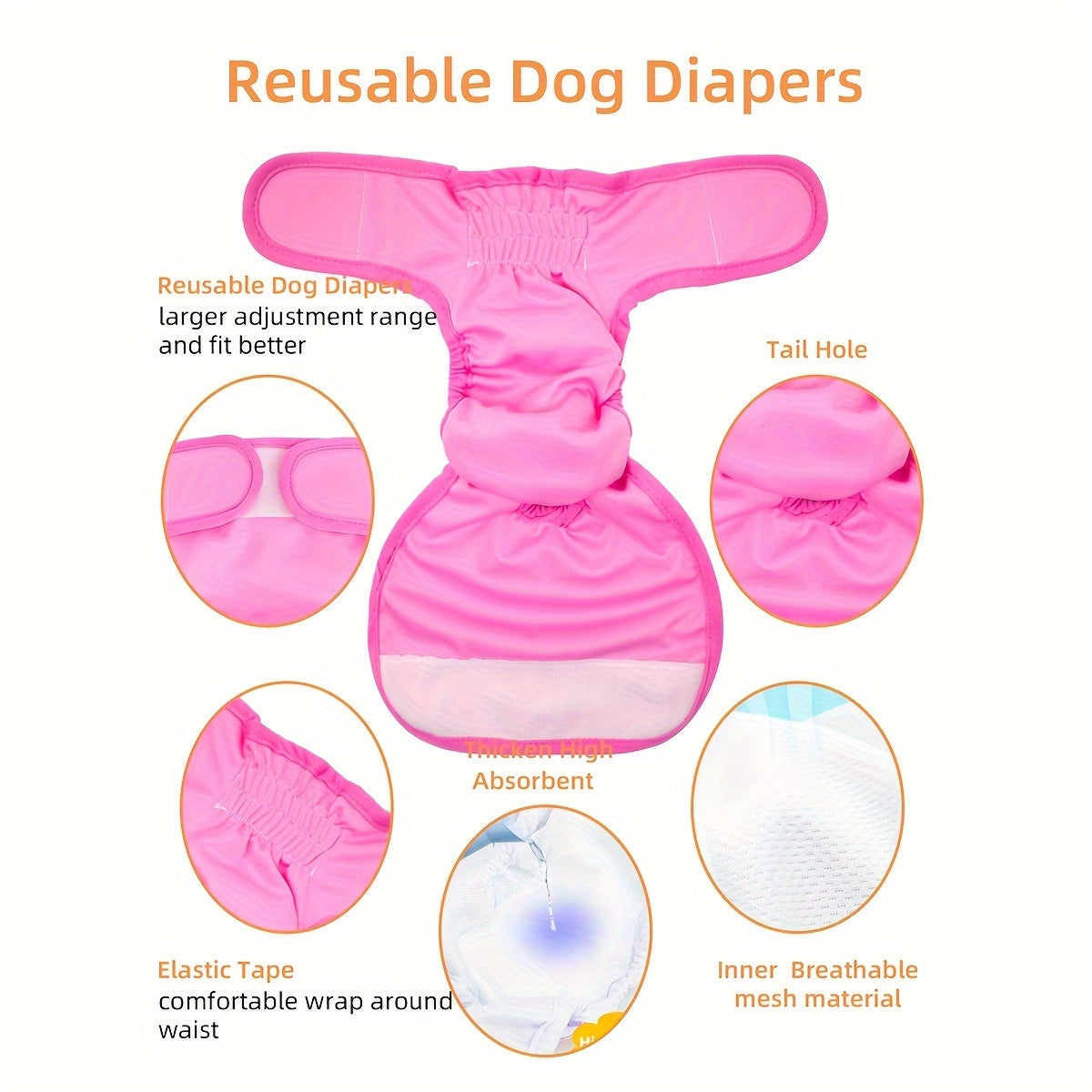 4pcs Washable Female Dog Diapers