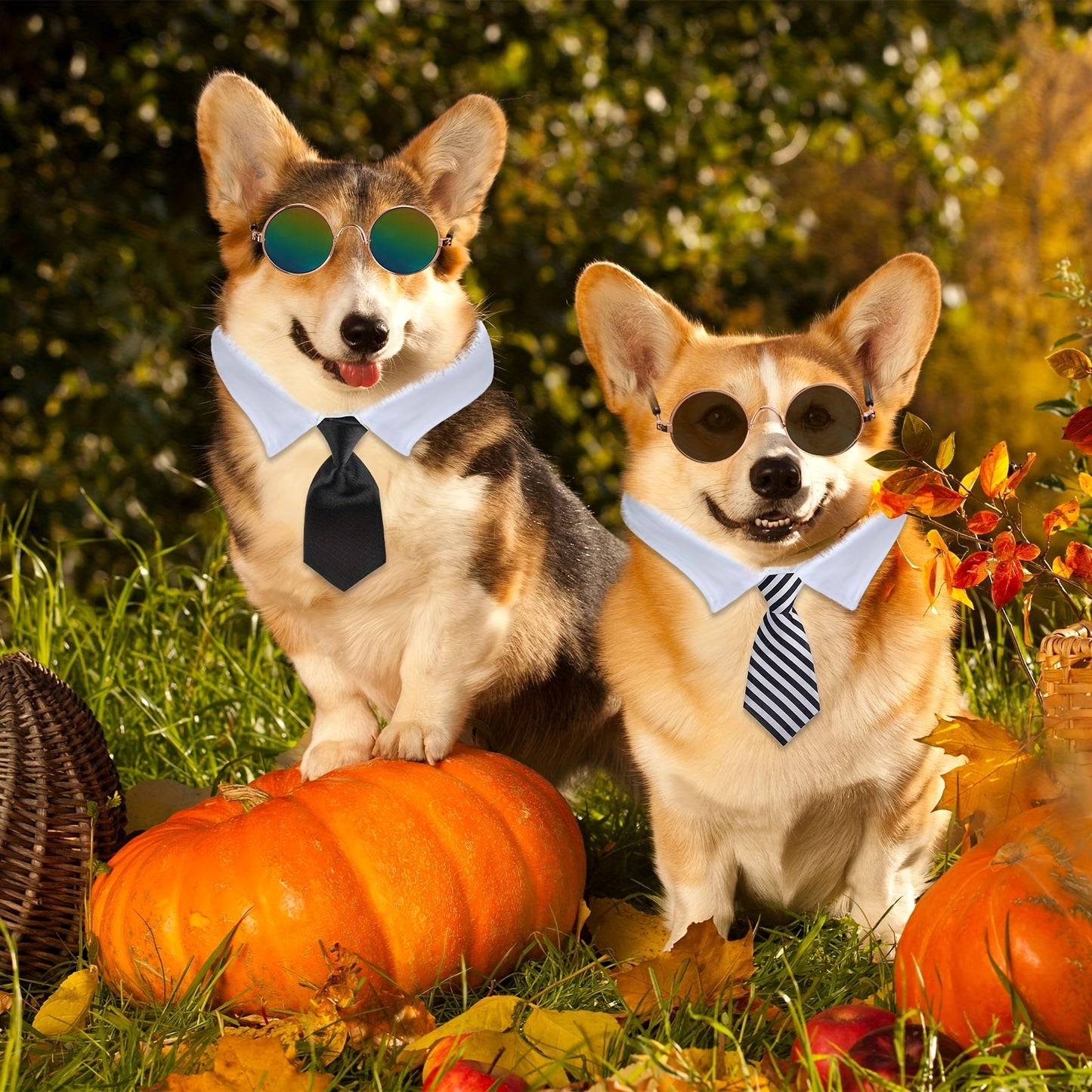 Neck Tie And Dog Sunglasses