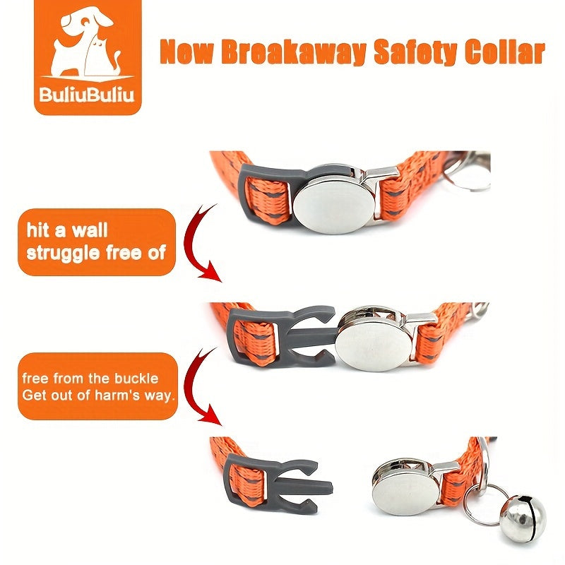 7pcs Reflective Breakaway Cat Collars with Bells