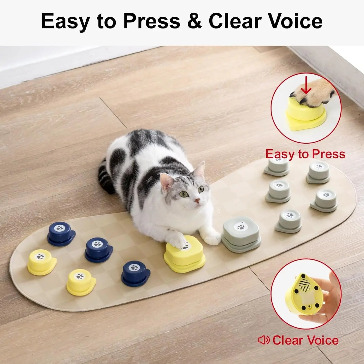 Dog Talking Button Set with Mat Communication- Voice Recording Button 12 Packs