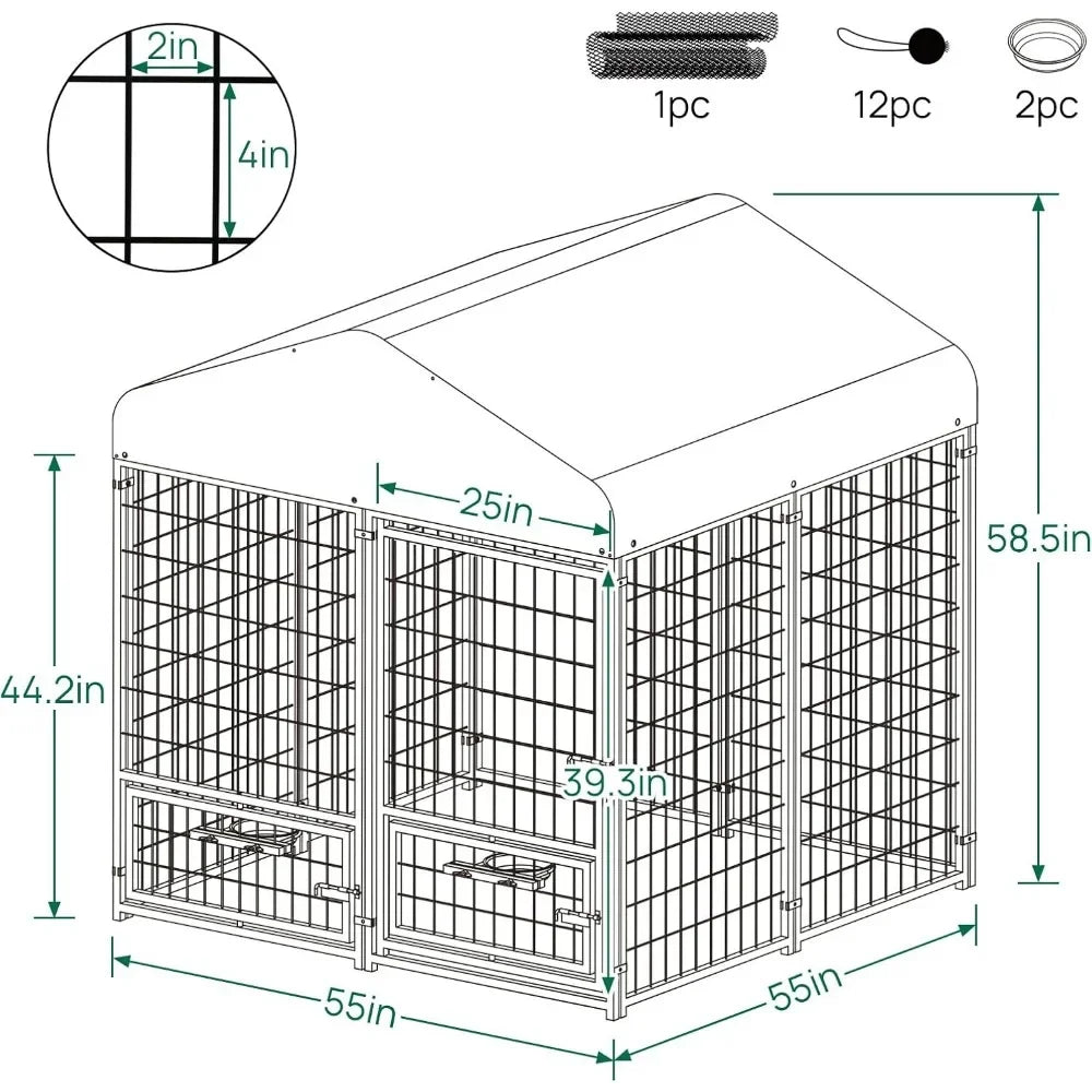Dog Kennel Outdoor 4.5 X4.5 X4.9 Ft with Roof