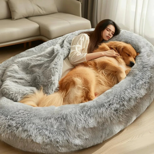 Giant  Bed with Washable Fluffy Faux Fur Cover, 72"x48"x11"