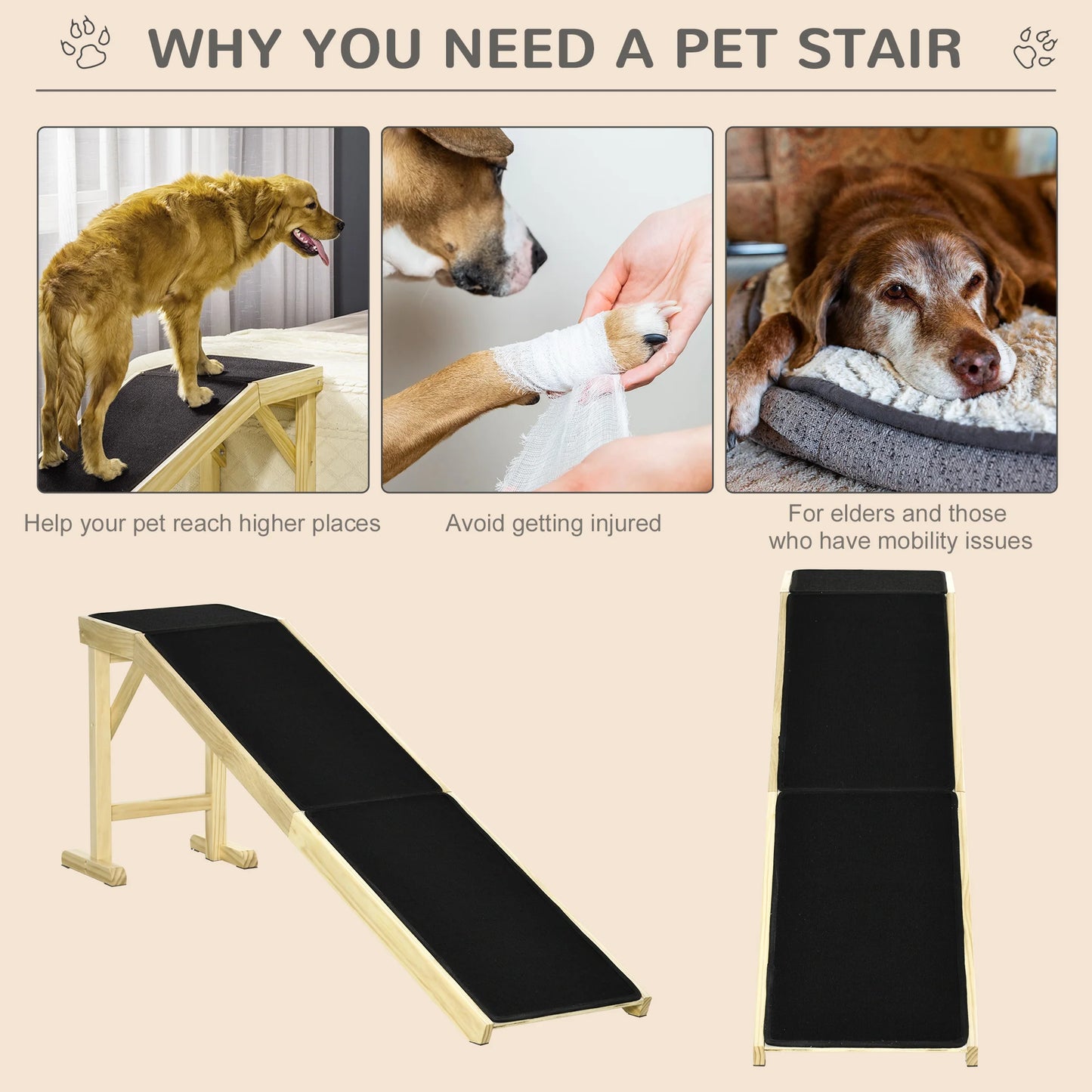 Dog Ramp  for Dogs with Non-Slip Carpet and Top Platform