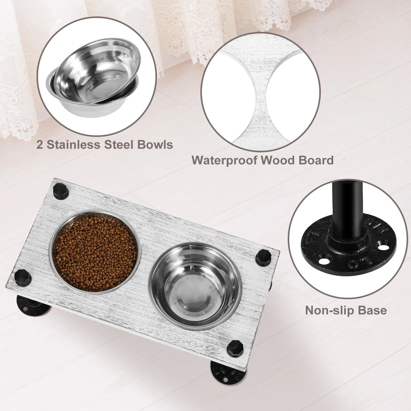 Elevated with 2 Stainless Steel Dog Bowls