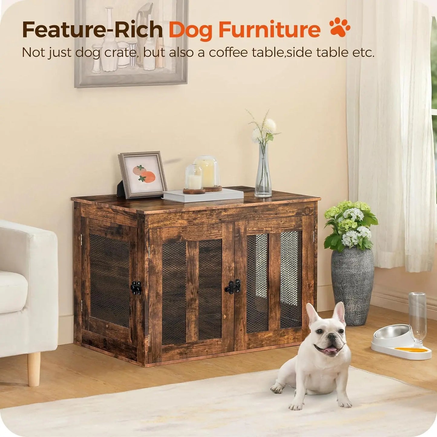 Dog Crate Furniture with Cushion