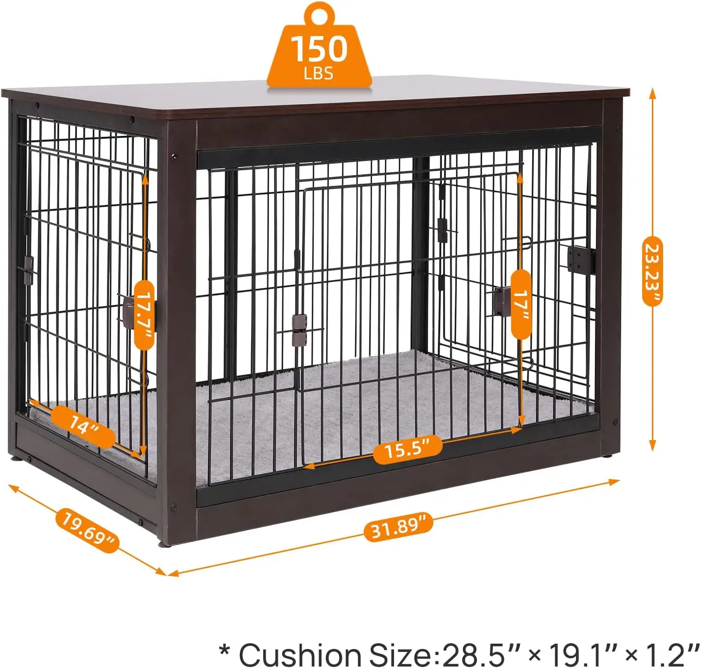 Wooden dog cage table, Heavy Duty, and three direction doors