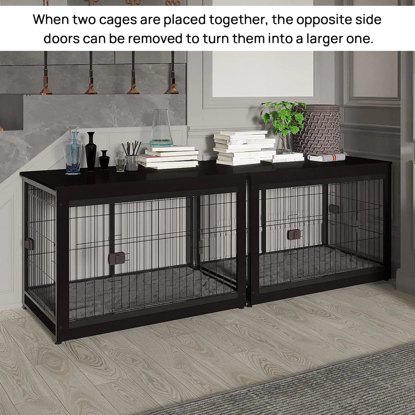 Wooden dog cage table, Heavy Duty, and three direction doors